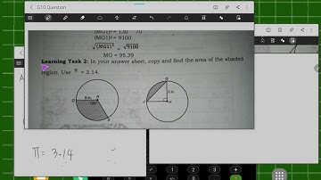 g10. week 5. ans. learning task 2. area of the shaded region. circle