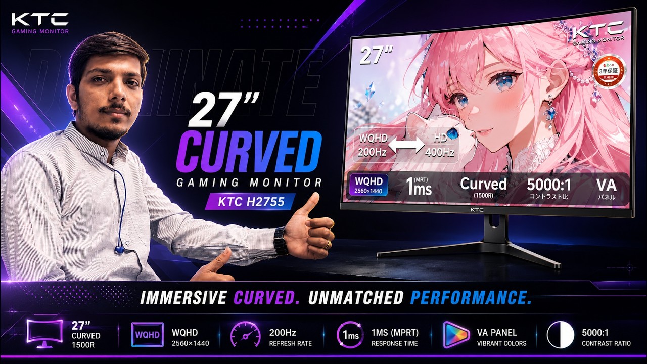 KTC H27S5 27-inch Curved WQHD@200Hz And HD@400Hz Monitor Launched