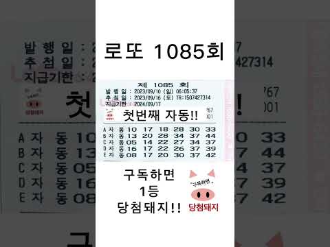 #로또 #1085회 #첫자동 #자동 #명당 #로또1등당첨 #당첨돼지