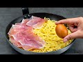 La pasta sobrante de ayer, huevos y jamón serrano - ¡Para una cena a la sartén!