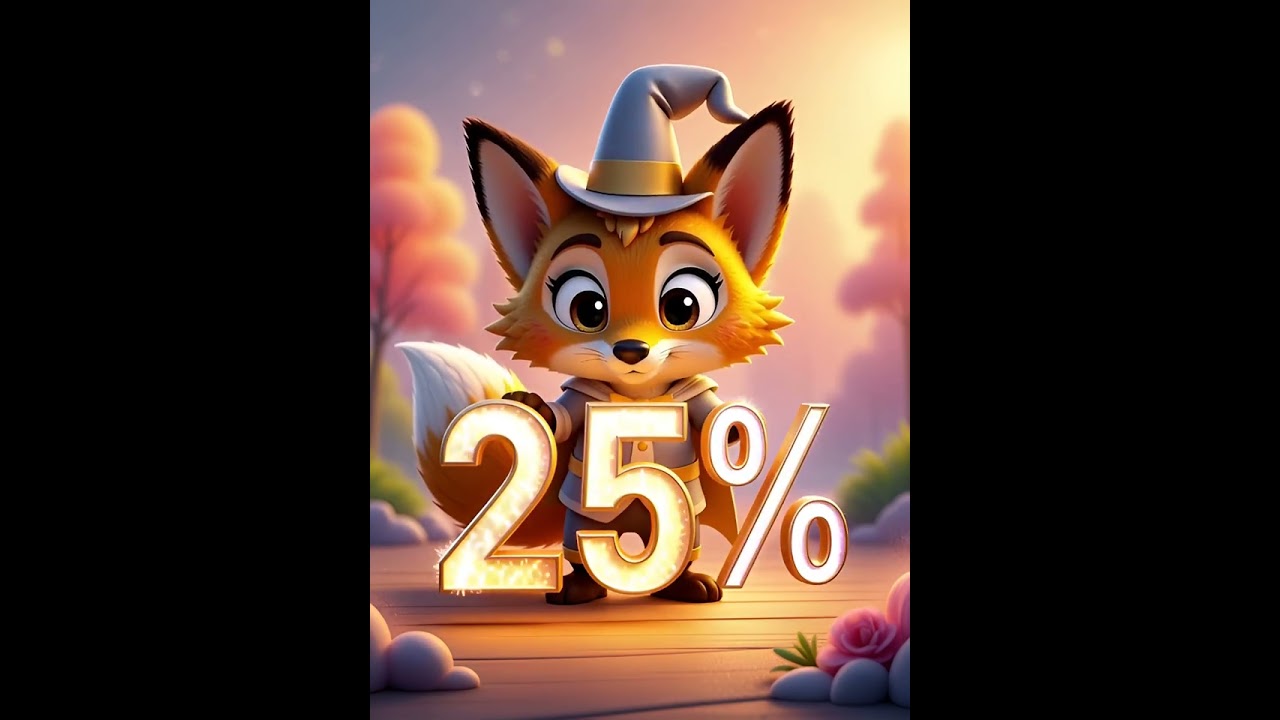 Percentage 25/💯=0.25 or 25%🐺