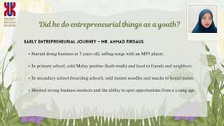 ATF 10303 GELAGAT USAHAWAN | ENTREPRENEUR’S PROFILE | PRESENTATION GROUP 5