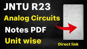 JNTU r23 analog circuits complete notes PDF unit wise ||analog circuits BTech 2nd year imp questions