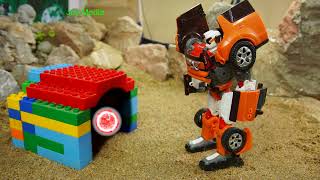Transformers Optimus Prime vs Ultra Magnus Robot Truck Lego Bank Robbery \& Police Car
