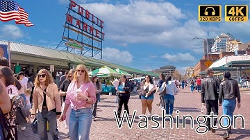 🇺🇸 Downtown Seattle Walking Tour | Walking American Neighborhoods with Immersive City Sound 4K/60fps