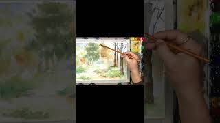 #shorts Without Sketch Landscape Watercolor - Forest Images (color mixing, Arches)NAMIL ART