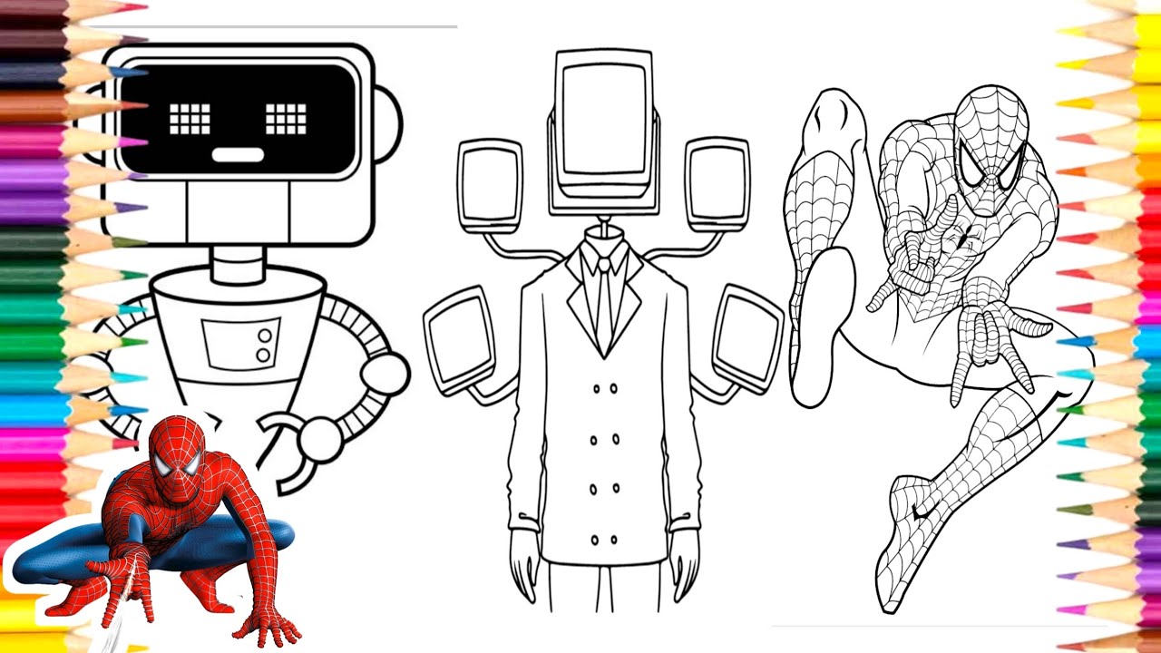 COLORING ROBOT, SPIDERMAN MIX TITAN TVMAN #coloring #titantvman #robot ...
