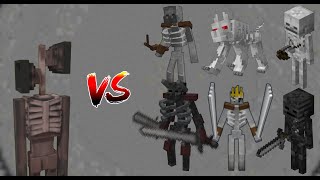 Siren Head vs All Mutant Skeleton Battle in Minecraft (Bedrock Edition Minecraft 1.20)