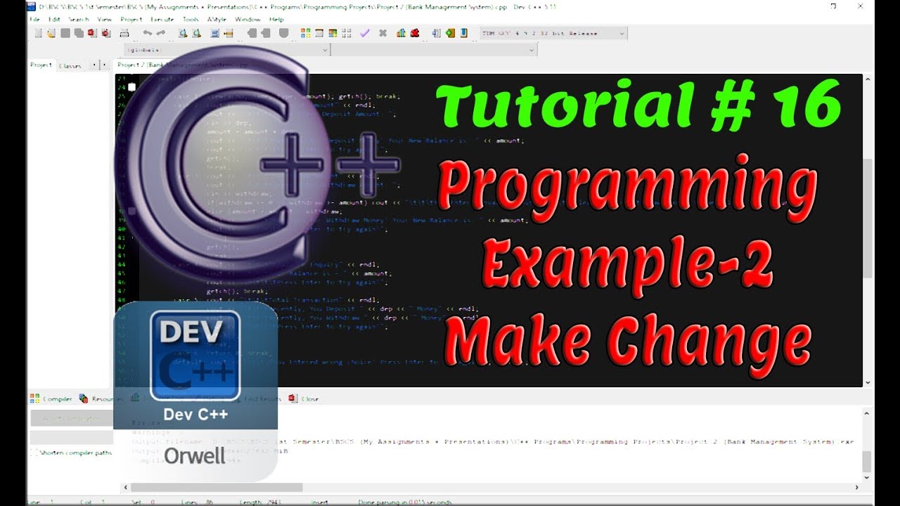 Tutorial#16 - Programming Example-2 ~ Make Change | C++ Programming by ...