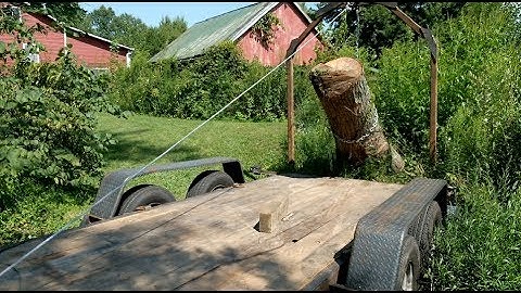 Loading Maple Logs Onto Custom Built Log Hauling Trailer using a Log Arch