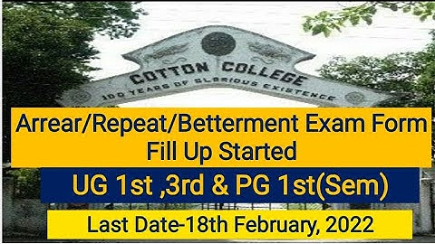 Arrear/Repeat/Betterment Exam Form Fill Up Of UG 1st & 3rd & PG 1st (Sem) @atourchannel9322