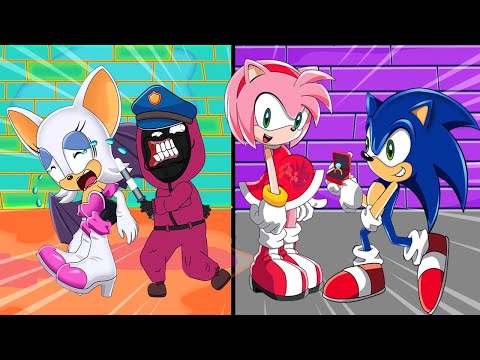 sonic the hedgehog, amy rose, and dark sonic (sonic) drawn by chinchila010