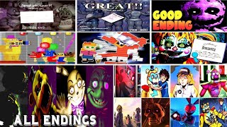 ALL FNAF ENDINGS (2014-2021) FNAF 1, 2, 3, 4, SL, 6, UCN, VR, CoD, Security Breach