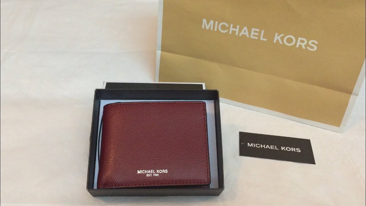 Unboxing Michael Kors Large Crossgrain Leather Slim Wallet 