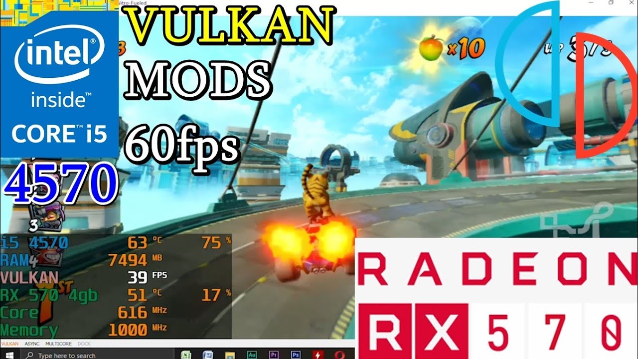 YUZU EA 1011 VULKAN Crash Team Racing Nitro Fueled On INTEL CORE i5 4570 RX 570 Test 720p 60fps