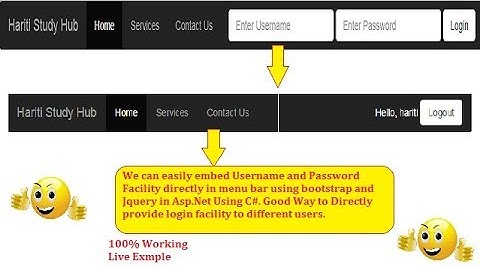 Login and Logout Option in Menu Bar Using BootStrap Jquery in Asp.Net C# | Hindi | Free Online Class
