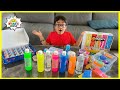 Ryan mixing all my store bought slime challenge!!