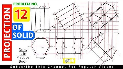 PROJECTION OF SOLIDS SOLVED PROBLEM 12 IN HINDI IN ENGINEERING DRAWING @TIKLESACADEMYOFMATHS