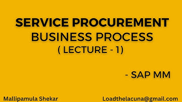Service Procurement( Lecture -1) - SAP MM | Overview | Configuration | Creation | Shekar Mallipamula