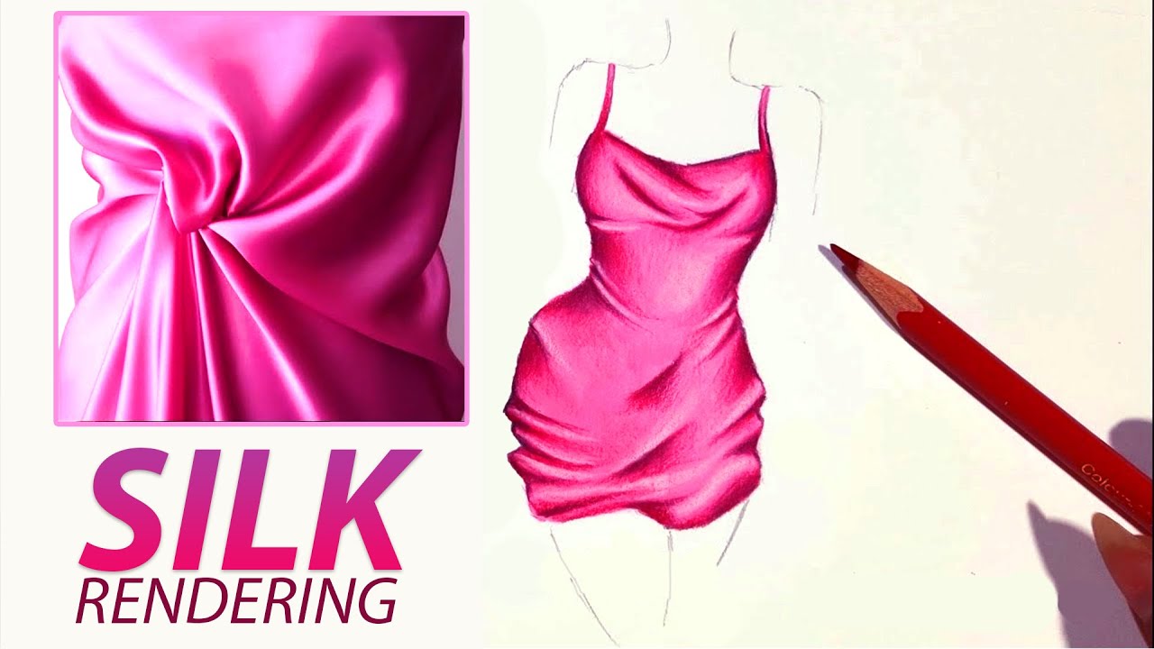 Fabric rendering Silk dress || pencil color - YouTube