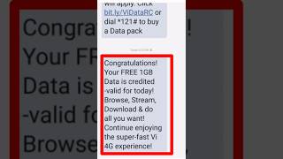 1GB additional free data | Emergency Data | #freeinternetdata #Vodafone #vi #internet #shorts