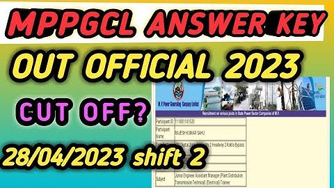 MPPGCL ANSWER KEY OUT 2023 // ELECTRICAL BATCH 2//CUT OFF // ANSWER KEY // RESULT BY RAJESH