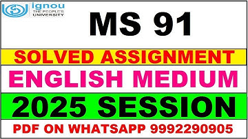 MS 91 solved assignment 2025 in English || MS 91 solved assignment 2025 || ignou MS91 2025