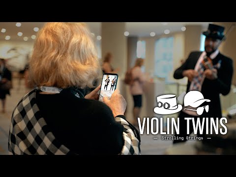 Violin Twins: Strolling Strings at Morning Corporate Event Breakfast