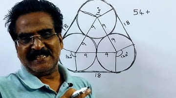 Three circles of radius 9 cm kept touching each other the string is tightly tied around the