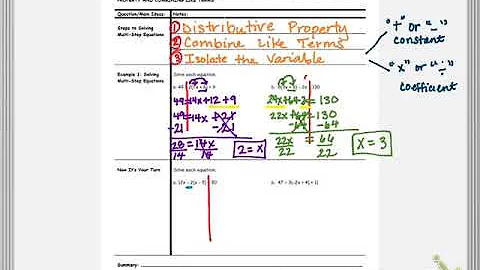 Solving Multi-Step Equations with Distributive Property and Combining Like Terms