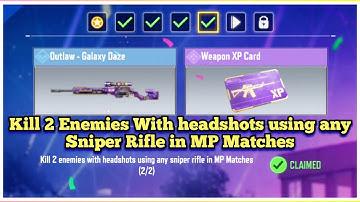 Call Of Duty Mobile Kill 2 Enemies With headshots using any Sniper Rifle in MP Matches Task Complete