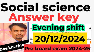 Social science answer key for pre board exam 2024-25 / class 10 sst paper solution / evening shift