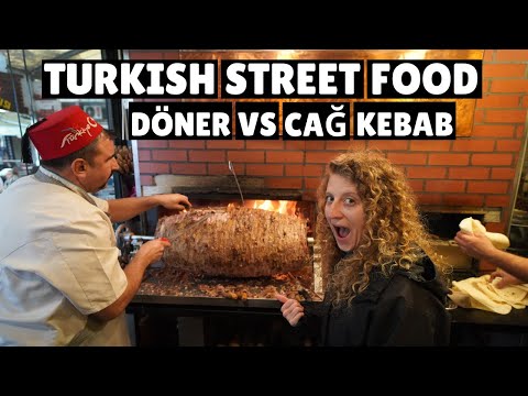 Amazing Istanbul Street Food | Döner Kebab vs Cağ Kebab | Turkish Street Food in Istanbul, Turkey