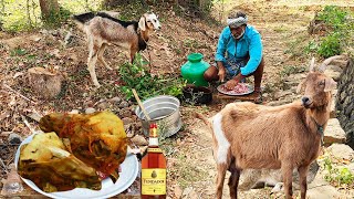 Mutton head meat gravy | Village Style Cooking and Eating || village Life