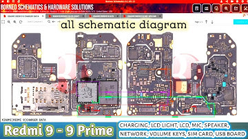 Redmi 9, 9 Prime all schematic diagram charging lcd light lcd mic speaker network volume keys