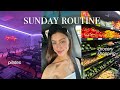 Sunday reset routine pilates cleaning  grocery shopping