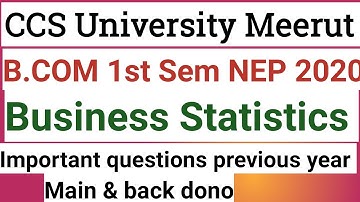 CCSU || Business Statistics B.com 1st sem main &back students |Important questions previous year