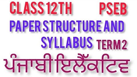 Syllabus and paper structure | Punjabi Elective | class 12th | term 2 | PSEB
