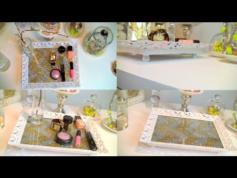 DIY Vanity/Perfume Tray | Chevron Glitter Home Decor