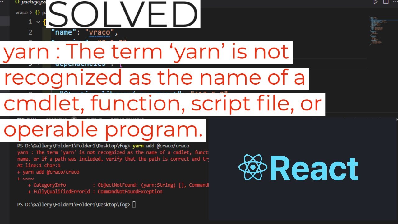 yarn : The term 'yarn' is not recognized as the name of a cmdlet, function, script file, or operable - YouTube Yarn : The Term 'Yarn' Is Not Recognized As The Name Of A Cmdlet, Function, Script File, Or Operable - Youtube