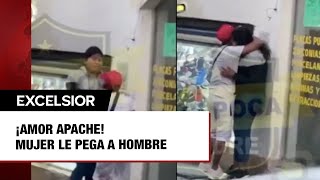 ¡Amor Apache! Mujer le pega a hombre en calles de Cuernavaca y este le suplica