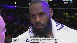 LeBron COURTSIDE INTERVIEWS | Los Angeles Lakers beat Denver Nuggets 119-108 in Game 4, DEN lead 3-1