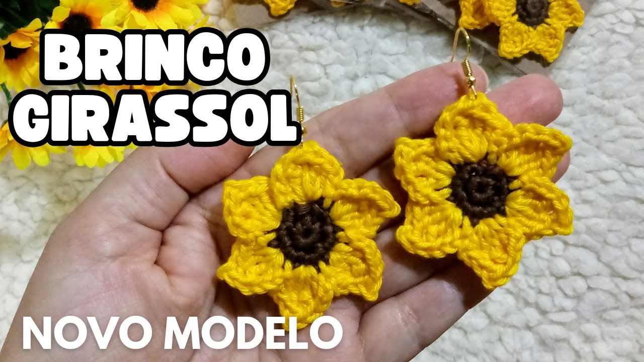 [Muito fácil] Brinco girassol em crochê #crochet #crochê #croche #brincodecroche #crochefácil