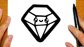 HOW TO DRAW A CUTE DIAMOND | Easy drawings