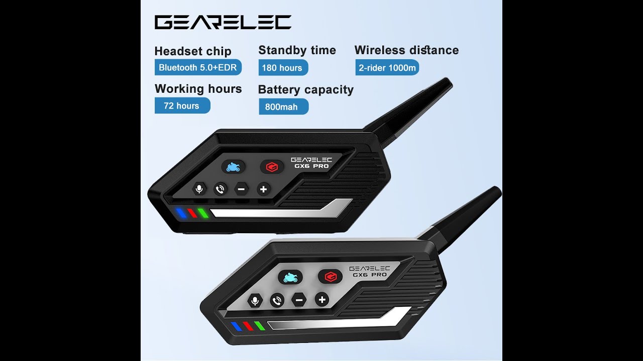 GEARELEC GX6 Pro 1000m full-duplex intercom Bluetooth 5.0+EDR with CVC noise reduction