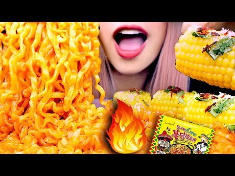 ASMR NEW FIRE NOODLES | Corn | Eating Sounds Mukbang 먹방