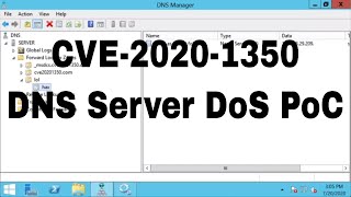 CVE-2020-1350 SIGRed PoC Demo - Microsoft Windows DNS Server DoS Vulnerability