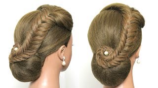 Simple Bun Hairstyle With Braid For Party