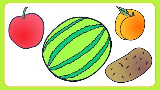 رسم الفاكهة والخضروات | تعلم كيفية رسم الفاكهة والخضروات باسلوب رسم سهل