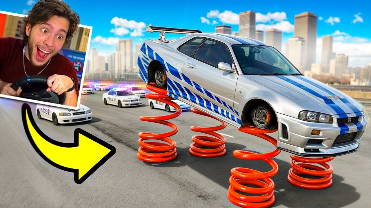 Dei FUGA Com um SKYLINE que tem MOLA!! (Beamng)